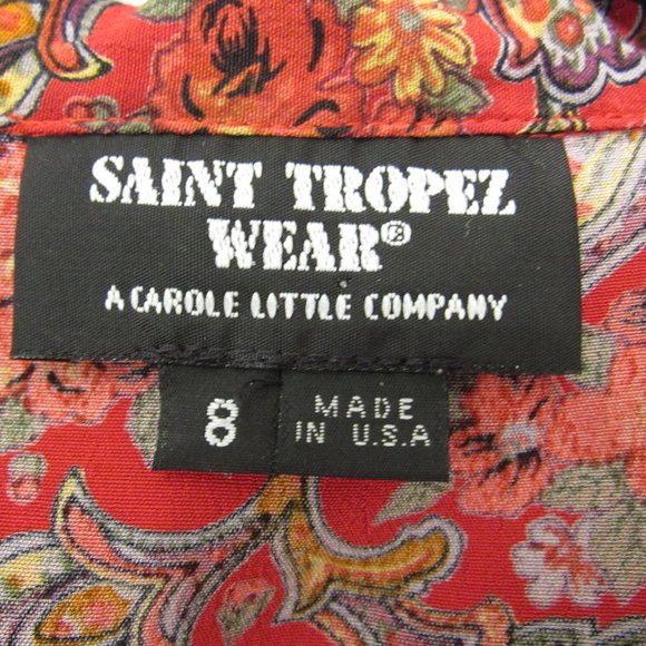 Saint Tropez Top Floral Paisley Button Front Sz 8 - Picture 7 of 7